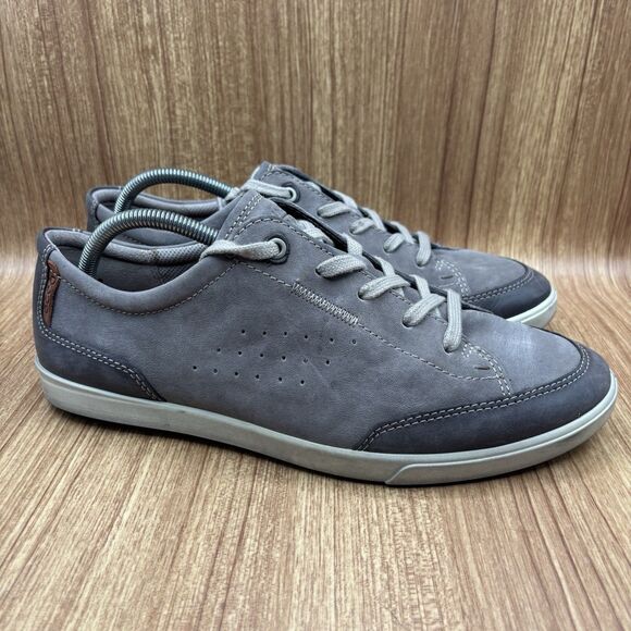 ECCO Collin 2.0 Leather Sneaker Men Grey Casual Perforated Lace Up EU 44 US 10.5 - Picture 1 of 8